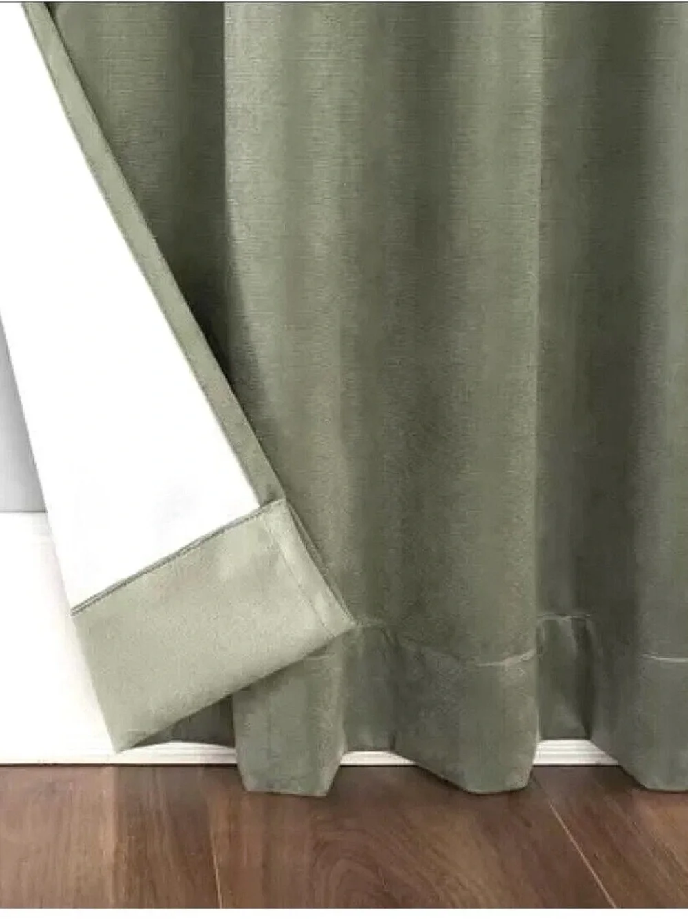 2 panels 50x96 Sun Zero Blackout Amherst Velvet Back Tab Curtains Moss Green